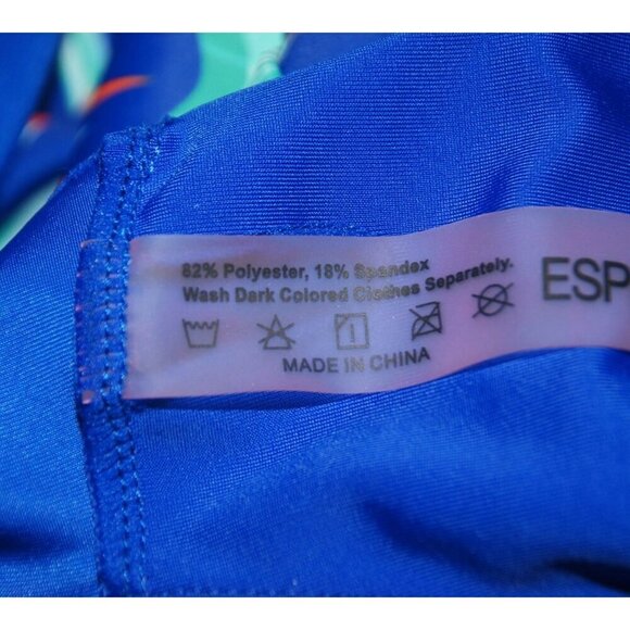 Esprlia Ladies Size S Blue Swimsuit Top Tankini Built In Bra Floral Hawaiian - Picture 6 of 6